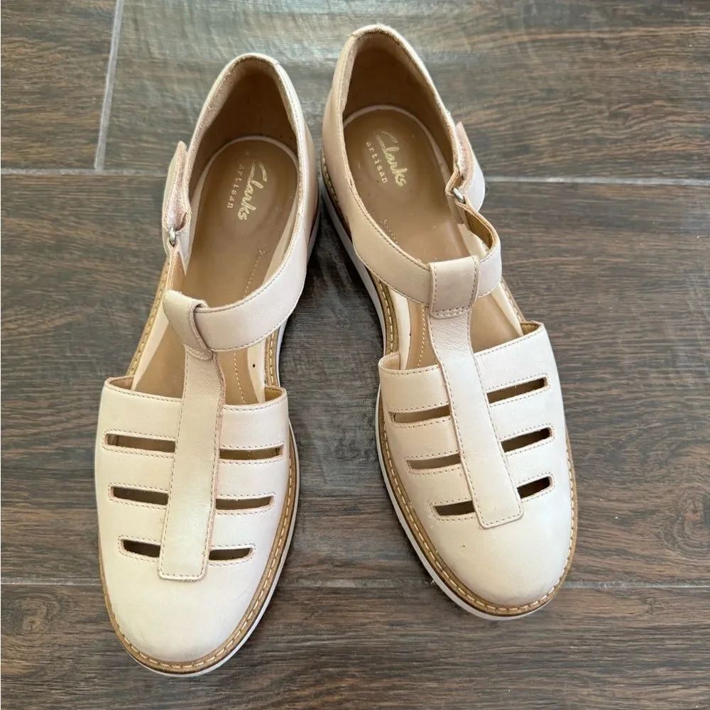 Clarks Artisan Nude Leather Fisherman Sandal sz 9.5